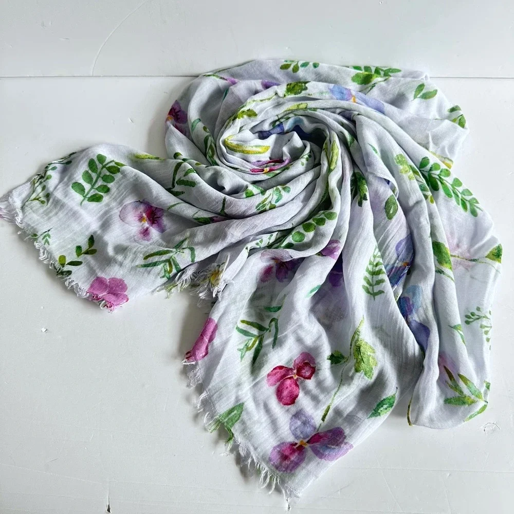 Uncommon Goods Violet Floral Scarf February Forrest Fairy Delicate Feminine Airy